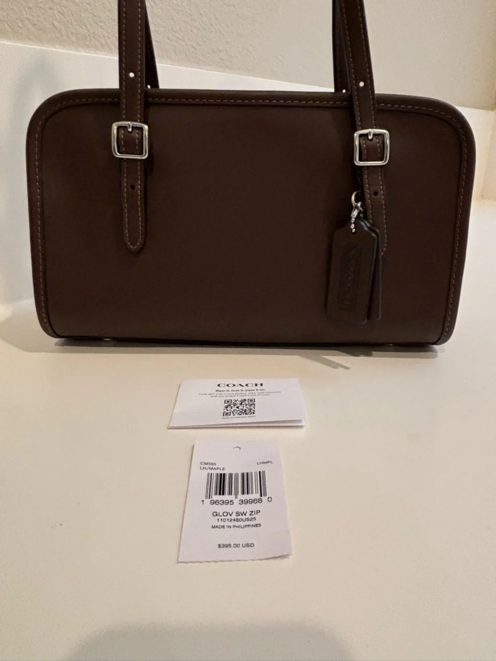 Coach Swing Zip Glovetanned Leather Shoulder Bag- Maple - Picture 6 of 11